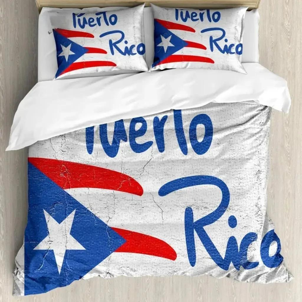 Puerto Rico National Flag Duvet Cover Set Twin Full King Size Gay Rainbow Bedding Set Microfiber Star Love Heart Comforter Cover