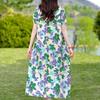Plus Size Elegant Women's Summer Dress Vintage Clothes Short Sleeve Loose Long Dresses