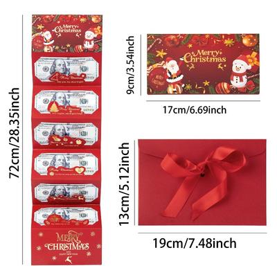 Creative DIY Folding Red Envelope - Santa Dollar Card with Christmas Bronzing, 6-Pack Festive Money Holder Set