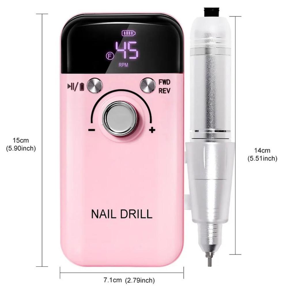 45000RPM Electric Nail Drill Machine Professional Nail Drills for Gel Nails Polish Rechargeable Portable Nail File Manicure Tool