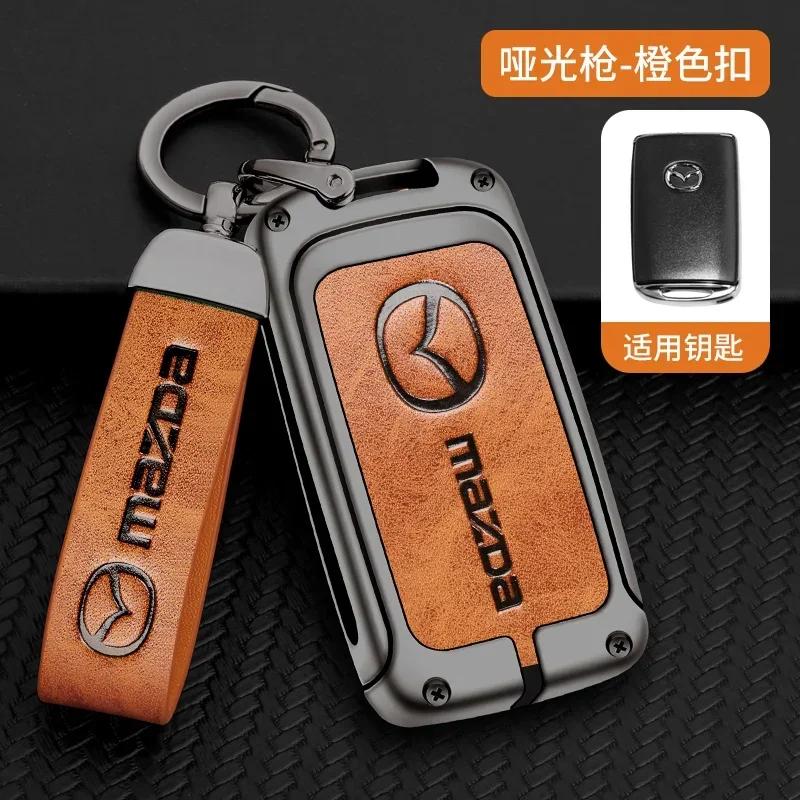 

2025 Hot Metal&Leather Car Key Case Cover Protection For Mazda 3 Alexa BP CX3 CX4 CX5 CX-5 CX8 CX-9 CX-30 CX30 CX50 2020 2022 Ac