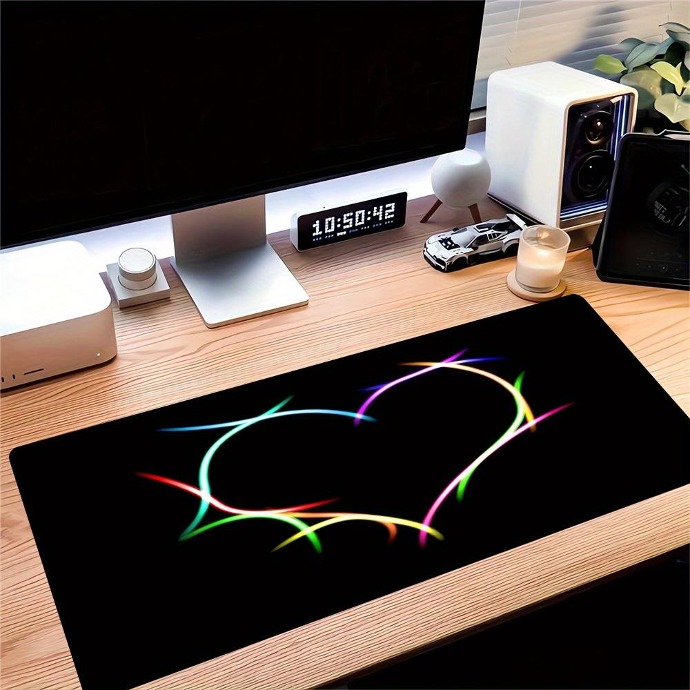 1pc Large Gaming Mouse Pad, UV Reactive Non-Slip Desk Mat, Washable PolyesterHeart, Neon, SpectrumComputer Pad with Vibrant Game Machine Pri