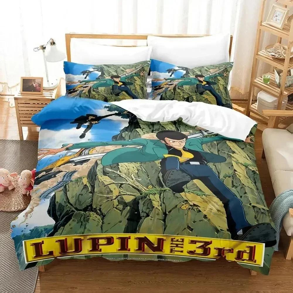 Anime Lupin Third Mine Fujiko Printed Bed Set Duvet Cover Pillowcase Bedding Set Linen Sheet Quilt Cover Full Queen King Size