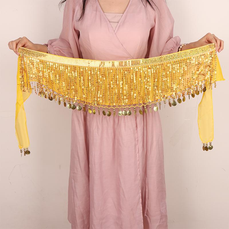 Belly Dance Waist Chain Boho Sequin Tassel Waist Belt Indian Dance Hip Scarf Jazz Dance Show Costumes With Dangling Sequins