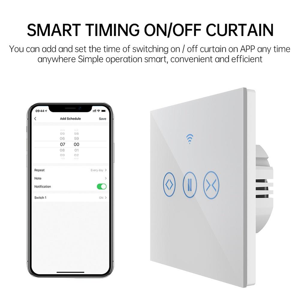 Living Room Bedroom WiFi Smart Curtain Voice Control White Voice Assistant Compatible For Standard Curtain Motors