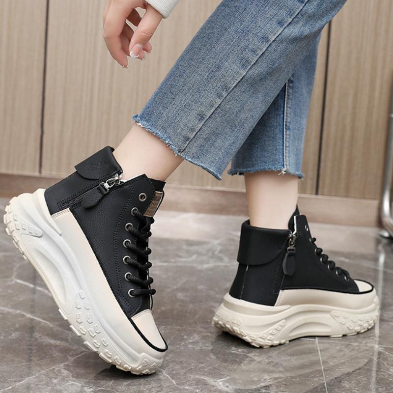 Fashion Women's Sneakers Leather Canvas Breathable Vulcanized Platform Women Boots Casual Shoes Running Shoes for Women Tenis De Mujer42