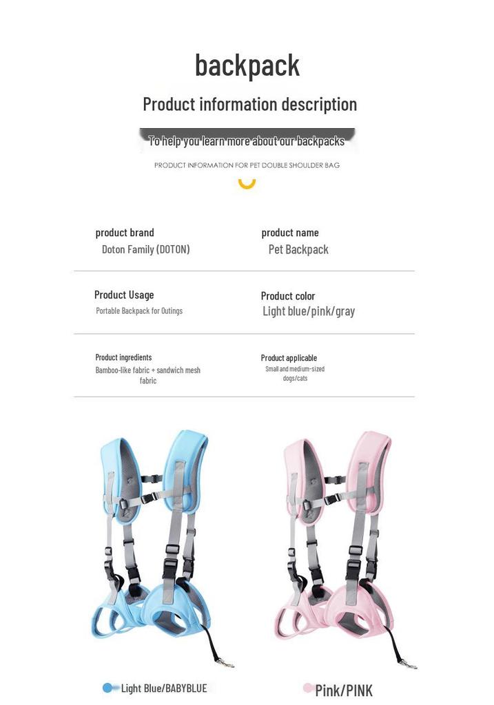 Second Generation Adjustable Dog Backpack - Summer Breathable, In Stock