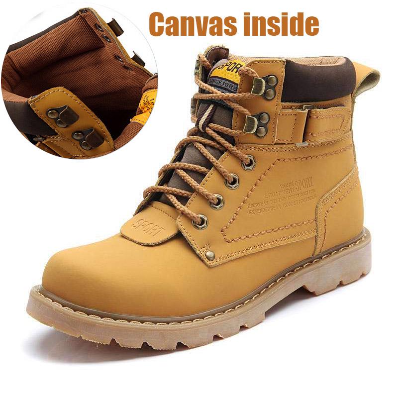 Fashion Genuine Leather Men's Winter Spring Ankle Treking Military Snow Yellow Tactical Boots Outdoor Footwear for Women Men Work Shoes