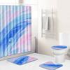 Fashion Textured Bathroom Shower Curtain Floor Mat Toilet Cover Foot Mat Four-Piece Set