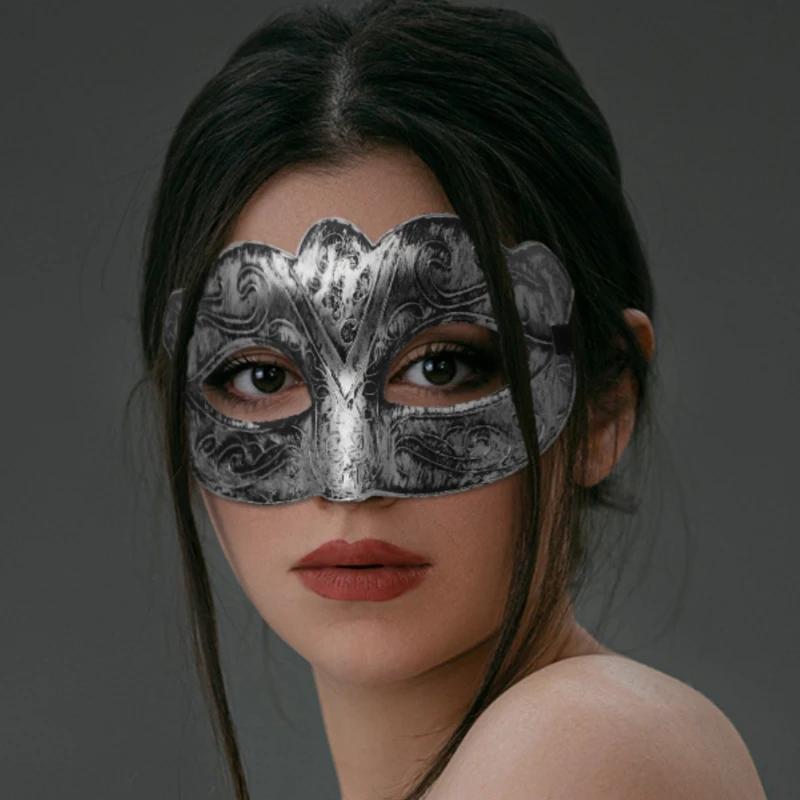 Retro Halloween Mask Antique Silver Gold Half Face Mask For Women Men Carnival Dress Masque Ball Costume Party Props Cosplay