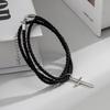 Layered Black Cotton Thread Chain with Cross Pendant Bracelets Men Trendy Rope Hand Chains 2026 Fashion Jewelry Accessories Male