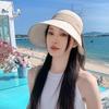 Empty Top Ice Silk Bucket Hat Women's Summer Eaves UV Protection Face Cover Sun Hat Versatile Ponytail Basin Hat