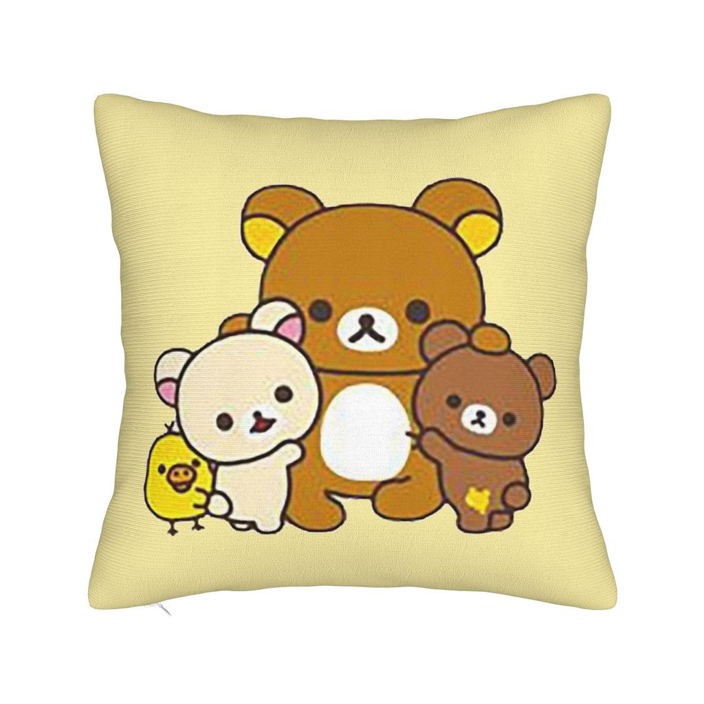 Rilakkumas Cartoon Square Pillow Covers Polyester Home Cushion Cover Funny Decorative Throw Pillow Case 4040