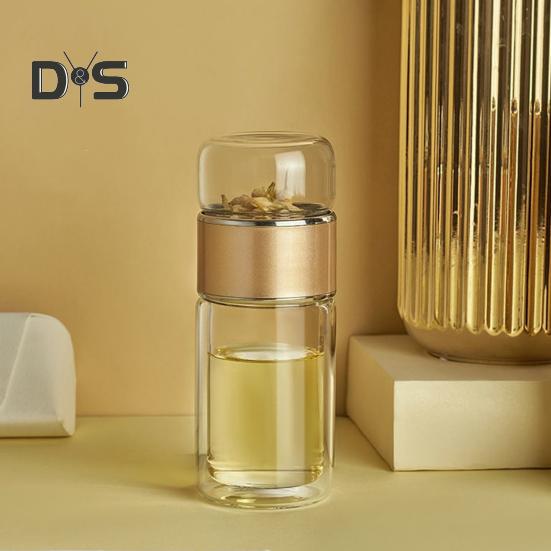 Glass Tea Infuser Double Layer Insulation Tea Maker Leak-proof Portable Travel Tea Cup with Filter Tea Water Separation Tea Bottle Gift for Tea Lovers