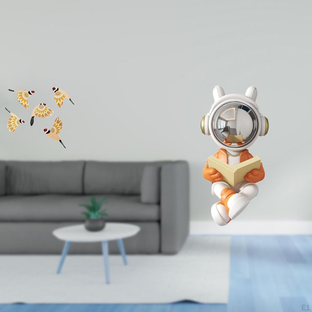 Wooden Bird Astronaut Wall Art Hanging Ornament Housewarming Gift Collectible Decorative Office