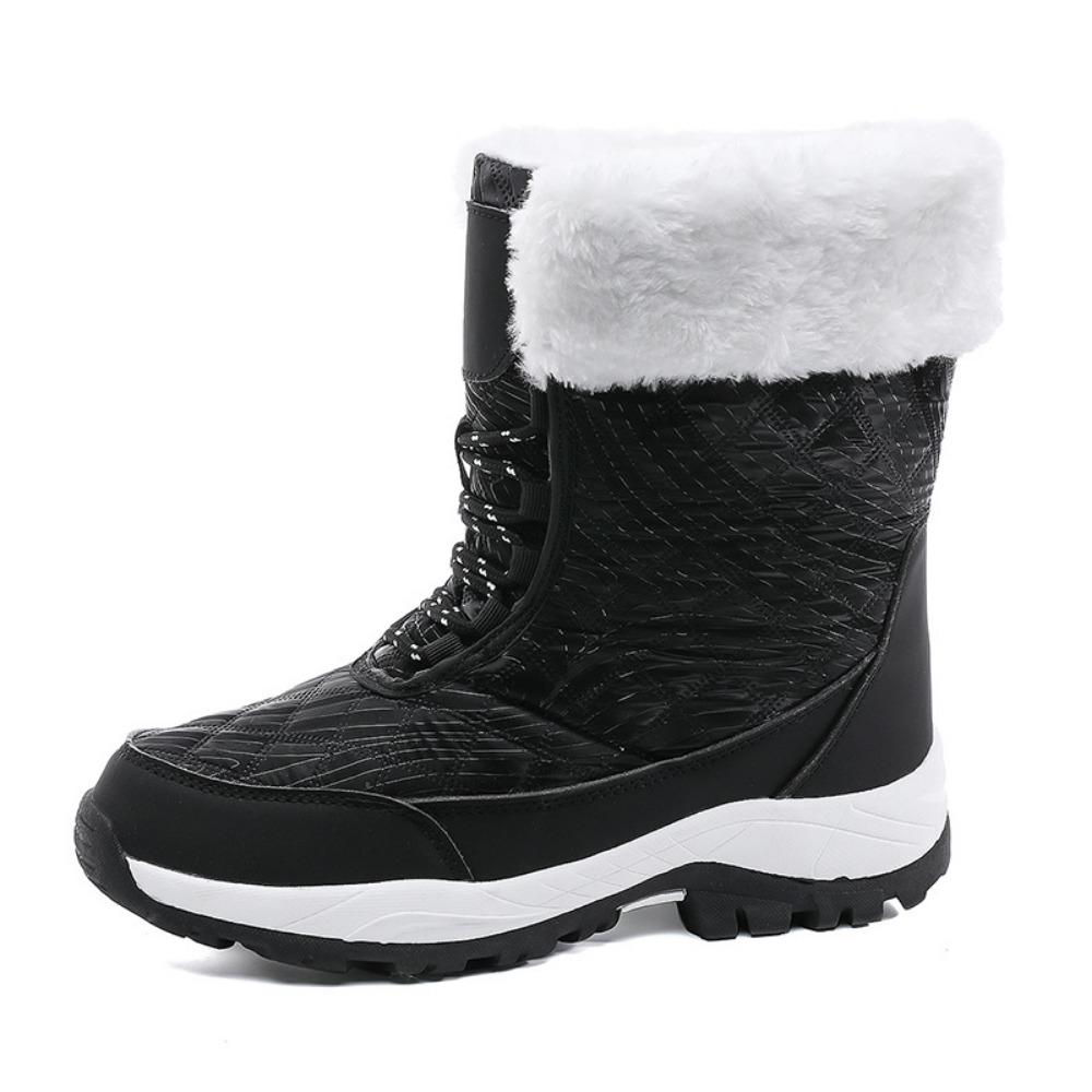 Mid Tube Front Zipper Cold Resistant and Warm Cotton Boots and Shoes