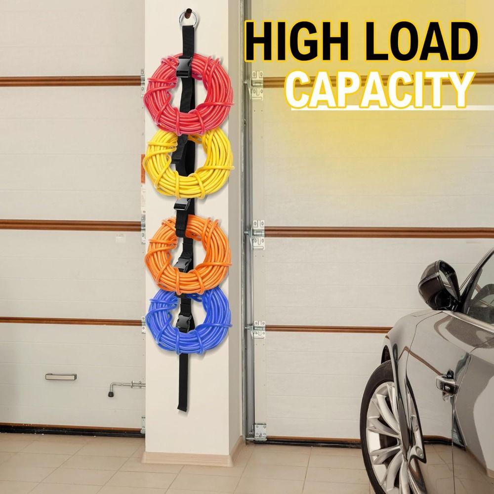 Portable 5-Slot Extension Cord Organizer Space Saving Wall Mount Storage Straps Adjustable Cable Organizer Workshop
