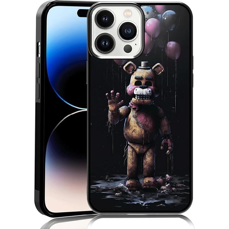 Black Cute FNAF Phone Case Fit for iPhone XR, TPU Shockproof Protective iPhone Case Horror Five Nights Video Game Phone Cover Gift for Boy Girl Men