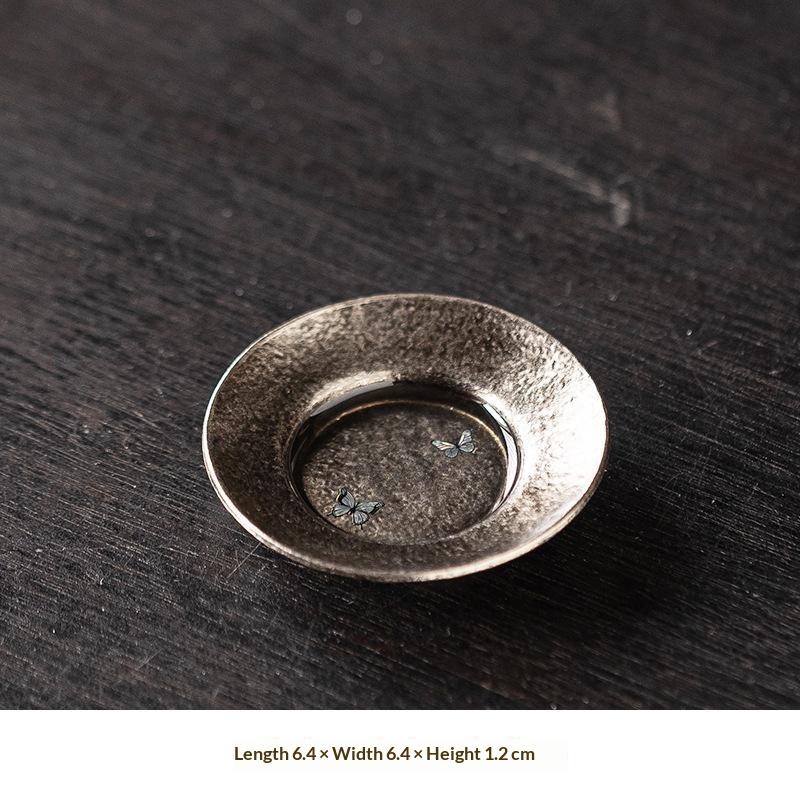 Round Antique Brass Tea Cup Mat Zen Style Lotus Pattern Alloy Heat Resistant Coaster for Tea Enthusiasts Home Decor