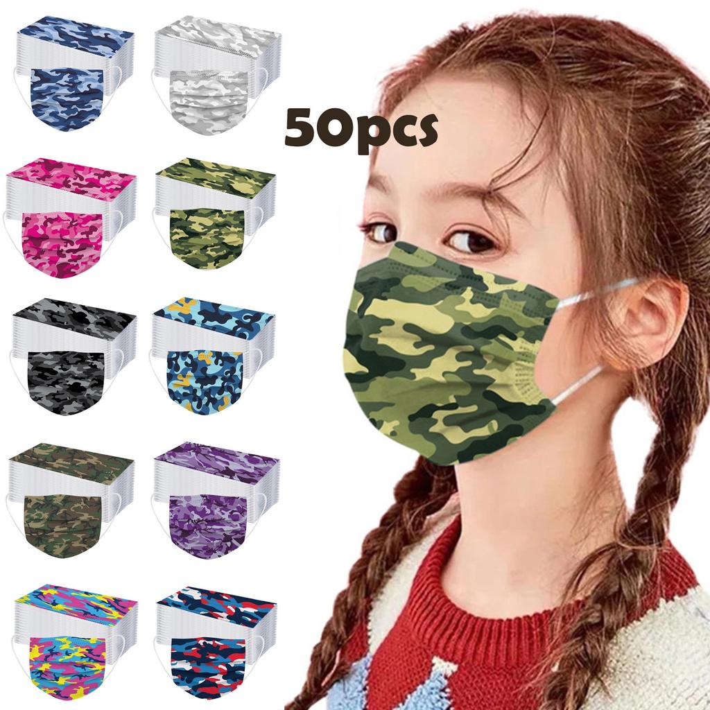 Printing Disposable Three Layer Face Mask With Nose Strip 50PCS
