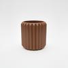 Modern Brown Triangular Grooved Flowerpot for Plants
