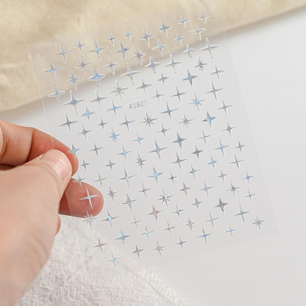 9-Color Four-Pointed Star Nail Art Sticker Diy Plastic Nail Art Decorative Sticker Color Star Light Nail Art Sticker