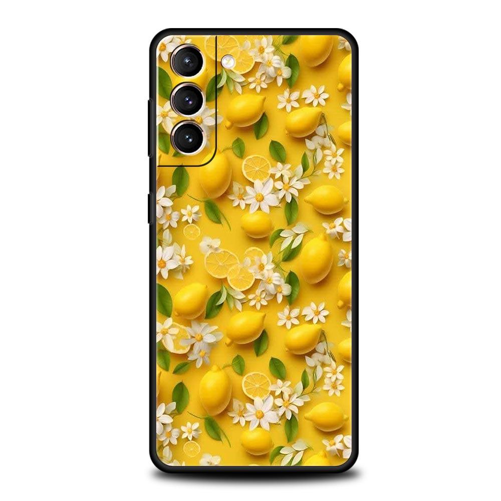 Sommer frische Früchte Zitronen-Print Handyhülle für Samsung Galaxy S26 S25 S24 S23 S22 S20 S21 FE Ultra S25 Edge Plus Weiche TPU-Abdeckung for Samsung S20 yellow