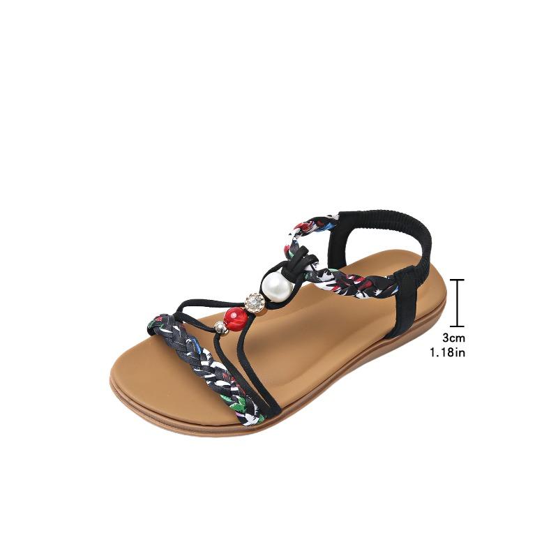 Women’s Bohemian Metal Strap Open-Toe Beach Slide Sandals