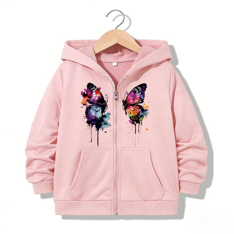 Abbigliamento Bambini Felpa con Cappuccio e Zip Divertente Casual Farfalla Lettera Felpe con Cappuccio Giubbotti Ragazzi Ragazze Y2K Felpa con Zip Felpe con Cappuccio