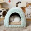 New Flannel Pet Bed Cozy Cave Nest Warm Cat House Soft Pet Mattress Indoor Use
