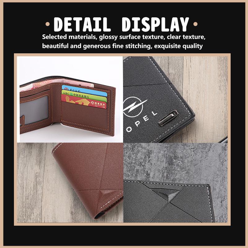 For Opel Car Styling Men Fashion Short Wallet Coin Purse Credit Card Organiser Accessories Insignia Corsa Grandland Antara