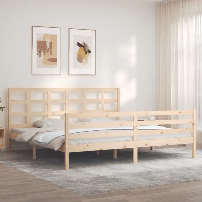 VidaXL Cadre de lit avec tête de lit 200x200 cm bois massif 3194006