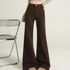 VIONA Cafe Brown Fleecegefütterte Micro-Schlag Jeans Damen Amerikanischer Stil Hoher Bund Schlankmachend Kleine Größe Schlaghosen