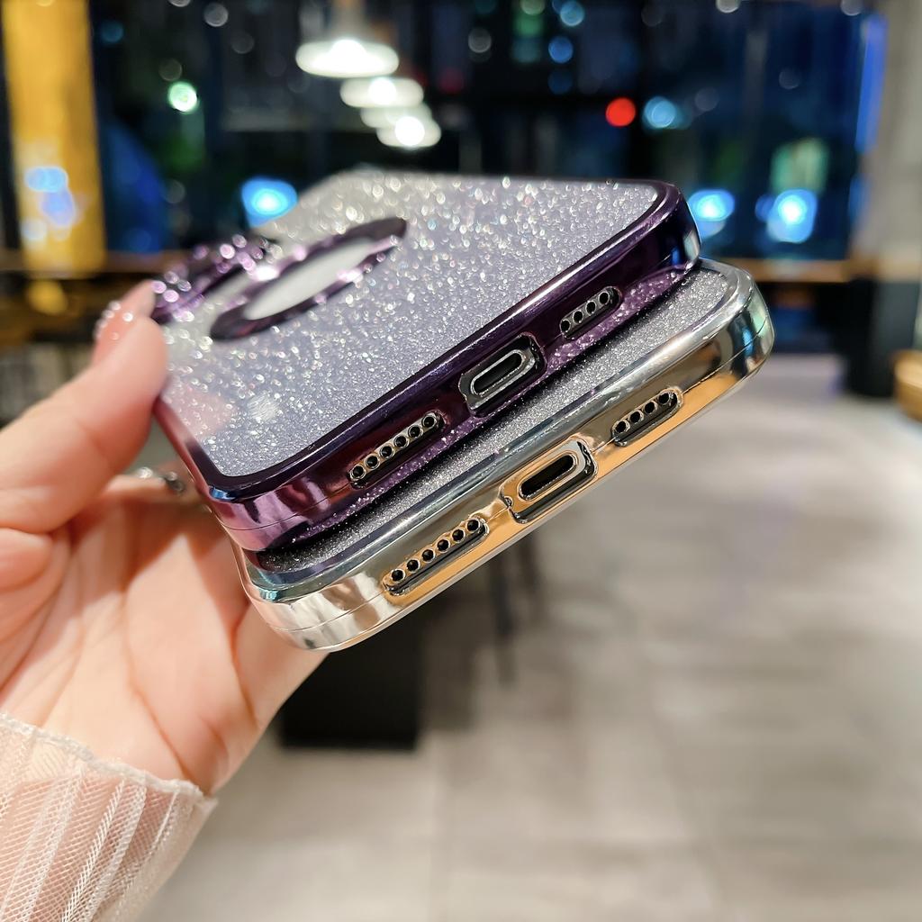 The Apple 16 Phone Case with Gradient Glitter and Missed Label Is Suitable for Iphone15ProMax Electroplated 14 Anti-drop Protective Case 13