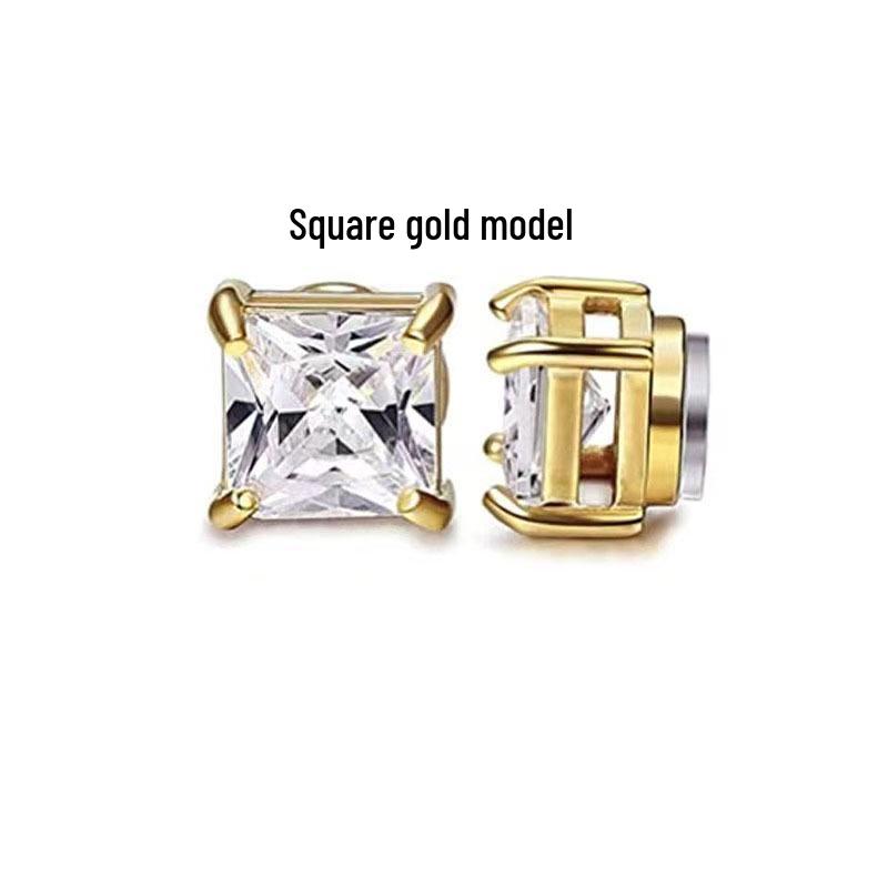 Magnetische Ohr Manschetten & Kreuz Zirkonia Stecker Ohrringe Set für Herren, Edelstahl, Kein Piercing Erforderlich