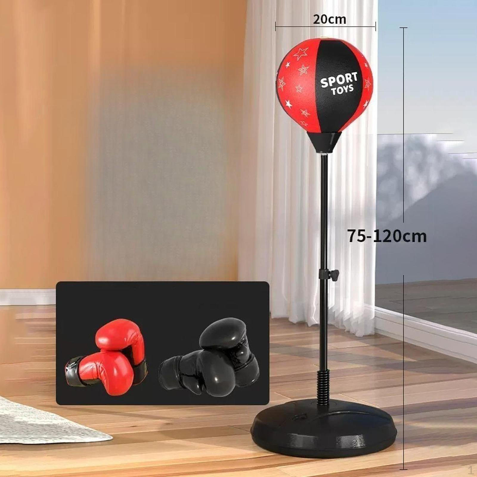 

Боксерский комплект со стойкой, перчатками и мячом для реакции для тренировок в помещении для всех возрастов Red Black