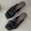 New Arrivals Open Run High Heel Women Summer Square Slipper String Twist Nk Hl 1