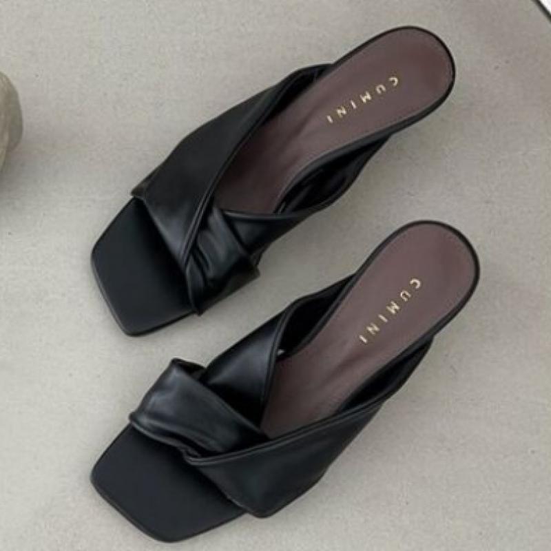 New Arrivals Open Run High Heel Women Summer Square Slipper String Twist Nk Hl 1