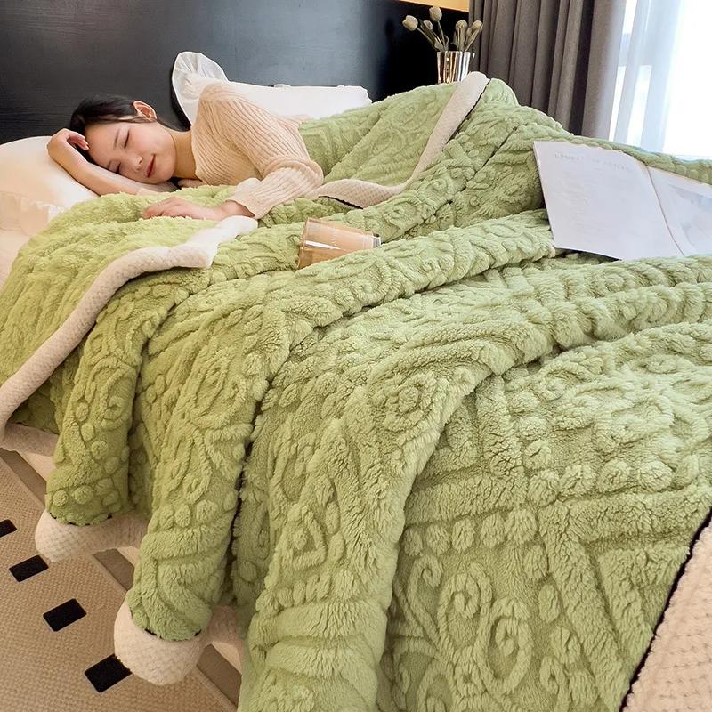Super Soft Fluffy Lightweight Fleece Blanket Soft Warm Winter Blanket with Heat Retention Throw Lap Blanket Simple Solid Color