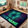 City Cyberpunk Theme Crystal Velvet Floor Rug Personalized Custom Name Text Warm Carpet Home Decoration