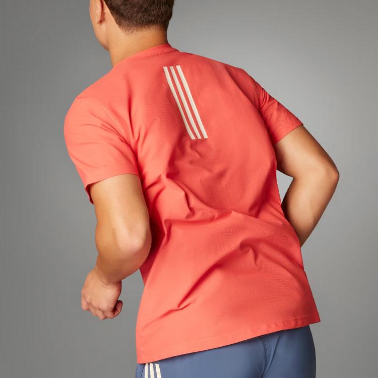 Adidas Boston Marathon 2024 Own The Run Tee Three Stripe Logo Print Crew Neck Short Sleeve T-Shirt Men Tops Red IS9544