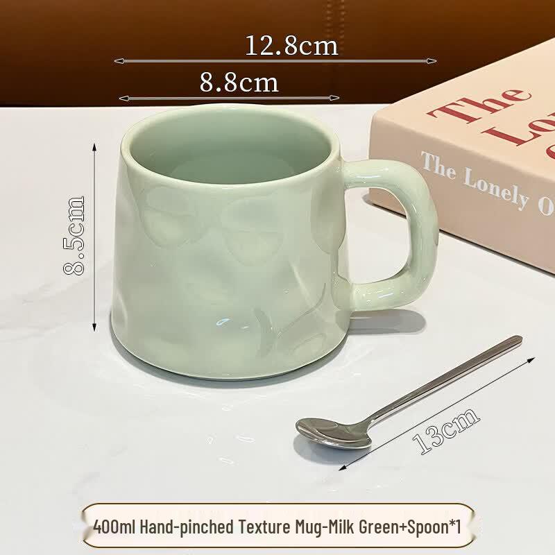 Star-Marked Ceramic Mug with Spoon