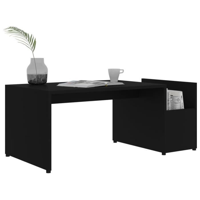 Table basse - vidaXL - Noir - 90x45x35 cm - Aggloméré - Design contemporain