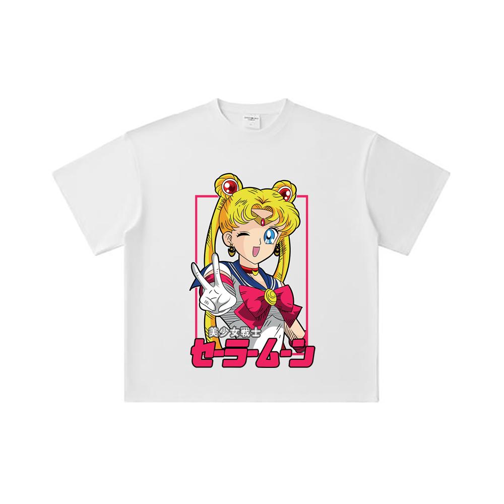 260 GSM Double Yarn 32 Count 100% Cotton Sailor Moon V9 Minako Print Unisex Heavy Cotton T Shirt