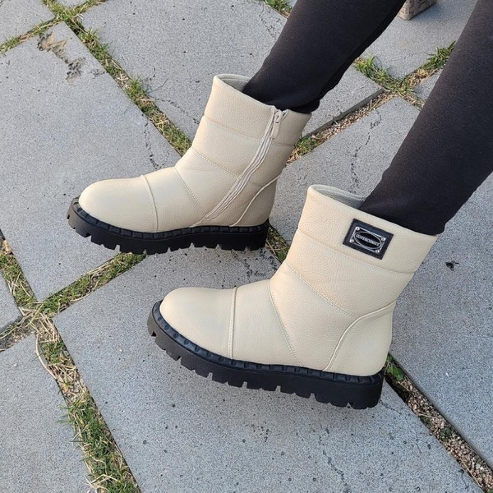 

Superkamiwt Женские Зимние Теплые Кожаные Удобные Короткие Ботинки-Валки beige/245