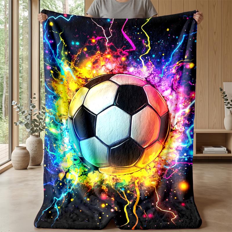 Soccer Ball Dreams Theme Blanket Lightweight Warm Flannel Blanket Decorative Throw Blanket for Home Decoration