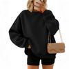 Women's Fashion Long Sleeve Solid Color Round Neck Loose Pullover Sweater Top