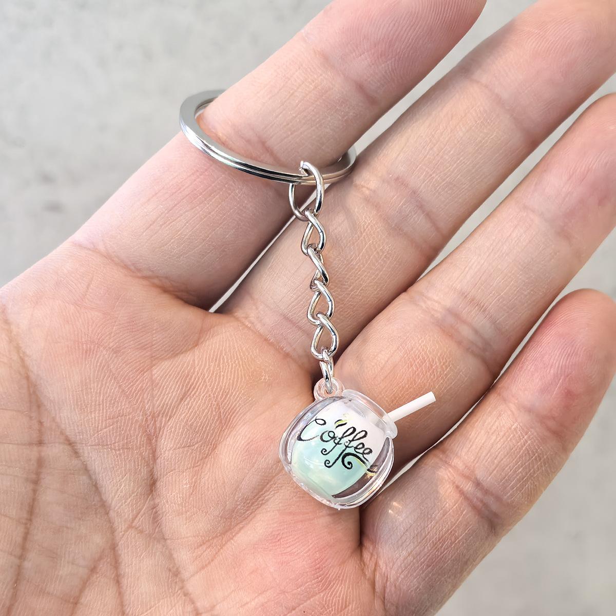 Multicolor 3D Coffee Cup Keychain Acrylic Pendant Keychain Coffee Shop Souvenir Pendant Keychain