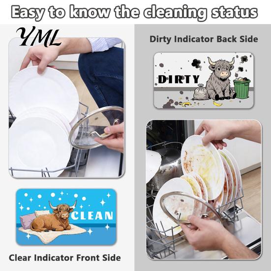 Removable Dishwasher Magnet Cartoon Animal Dirty Clean Magnet, Magnetic Indicator, Double-sided Dish Washing Machine Decoration Kitchen