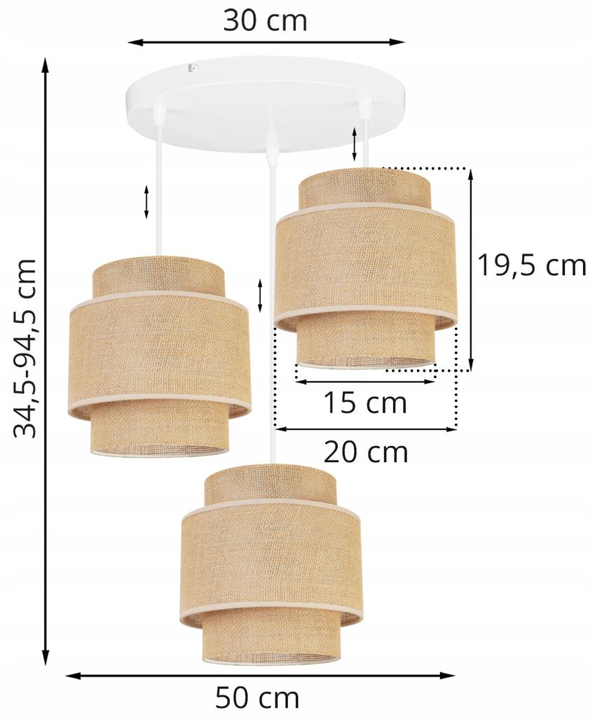 Hanging Lamp, Ceiling Chandelier, Lampshade, Boho Juta